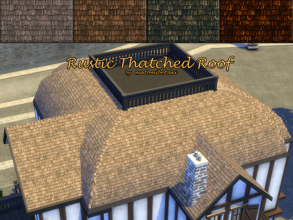 Sims 4 — Rustic Thatched Roof by matomibotaki — Rustic thatched roof in a heavily used look in 4 different colours, each