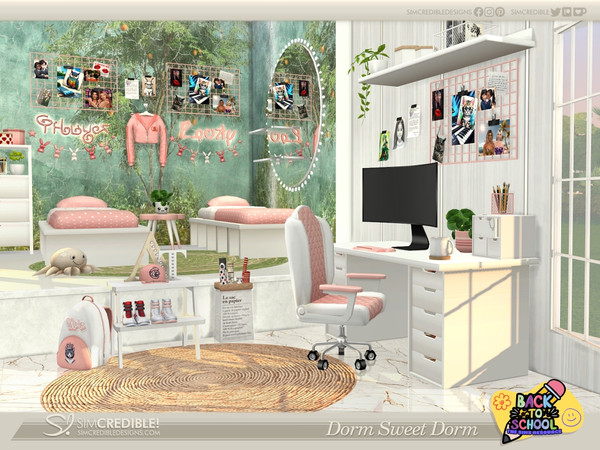 Sims 4 — Dorm Sweet Dorm Office by SIMcredible! — It's time to go back to the dorm, but with style and comfort. Dorm