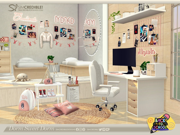 Sims 4 — Dorm Sweet Dorm- Desk by SIMcredible! — It's time to go back to the dorm, but with style and comfort. Dorm Sweet