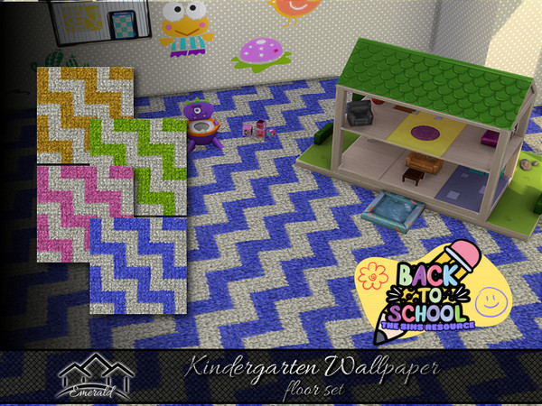 Sims 4 — Kindergarten Wallpaper floor set by Emerald — Add a touch of fun and happiness to any room.(floor set)