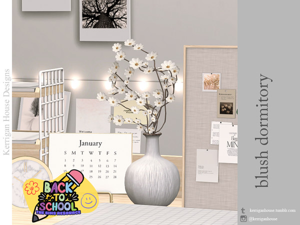 Sims 4 — Blush Dormitory by kerriganhouse — A sweet and soft dormitory set, perfect for the most stylish student!