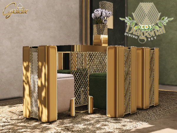 Sims 4 — GOLDIE - Diagonal - Dining Table by Goldie_s4 — Luxury dining set, consists of a dining table made of marble, a