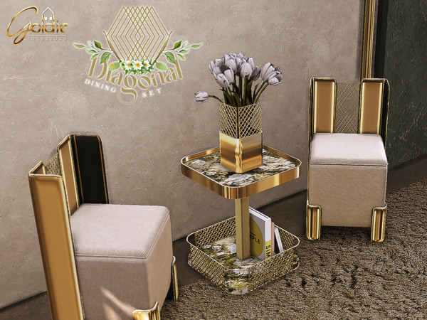 Sims 4 — GOLDIE - Diagonal - Vase by Goldie_s4 — Luxury dining set, consists of a dining table made of marble, a dining
