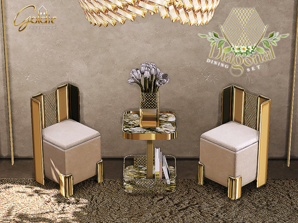Sims 4 — GOLDIE - Diagonal - Wall lamp by Goldie_s4 — Luxury dining set, consists of a dining table made of marble, a