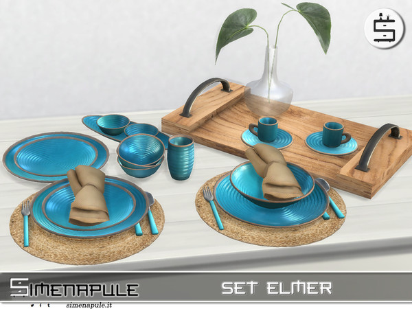 Sims 4 — Set Elmer by Simenapule — Set Elmer. A set of colorful ceramic plates for your Sims table! - Bowls