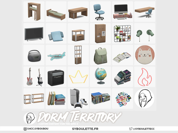 Sims 4 — Dorm Territory - Controllers by Syboubou — This is the ultimate customizable haven for young Sims with a new