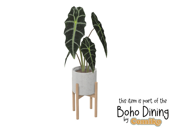 Sims 4 — Comiko Boho Dining Room Alocasia Plant by Comiko — Hi! Boho Dining Room Set is base game compatible and consists