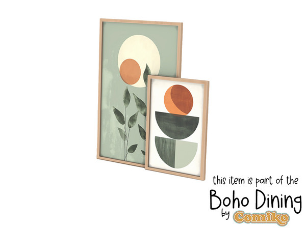 Sims 4 — Comiko Boho Dining Room Two Paintings by Comiko — Hi! Boho Dining Room Set is base game compatible and consists