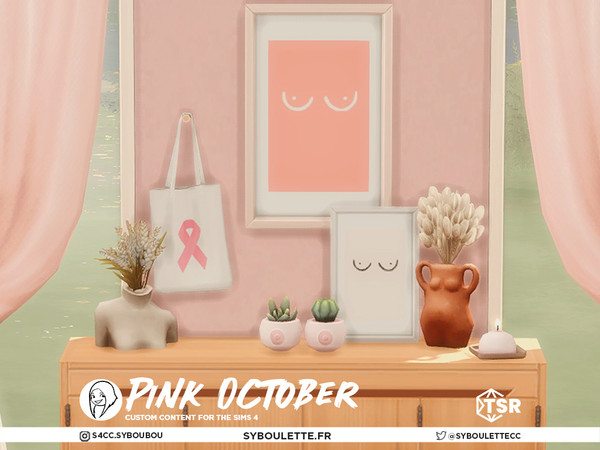 Sims 4 — Pink October set by Syboubou — Introducing the Pink October custom content set, specially crafted for Breast