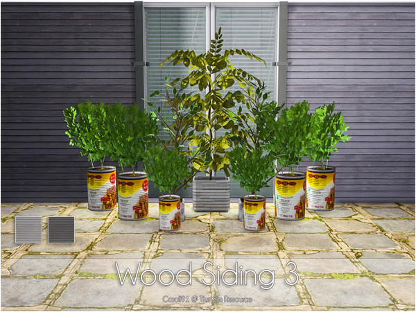Sims 4 — Wood Siding 3 by Caroll912 — 2 recolours of realistic wood panel siding. Dark, gray-toned design, suitable for