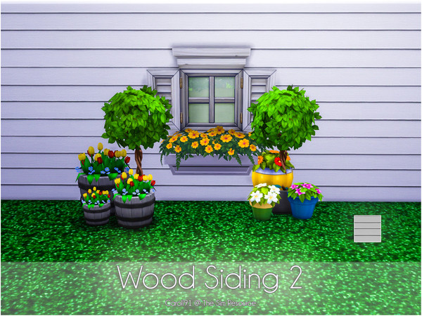 Sims 4 — Wood Siding 2 by Caroll912 — No recolours. Realistic,bright,modern style and classy wood panel siding. Suitable