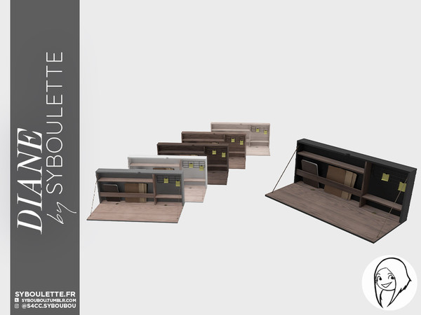 Sims 4 — Diane - Wall desk by Syboubou — Desk that can be hanged on a wall !