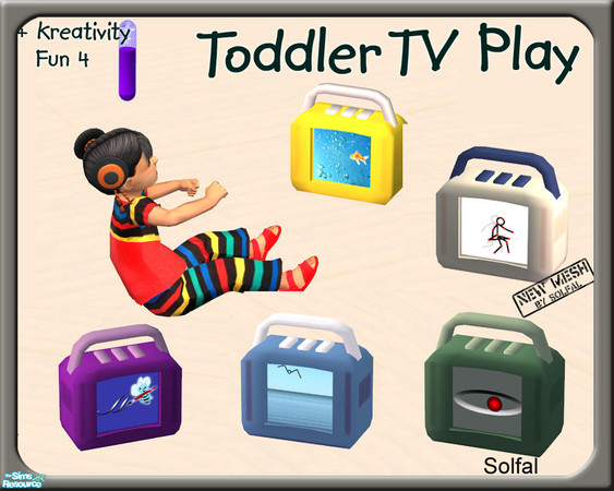 Sims 2 — Toddler TV play by solfal — Fun 4 + Kreativity. little animated Play TV. Can be used by toddlers.
