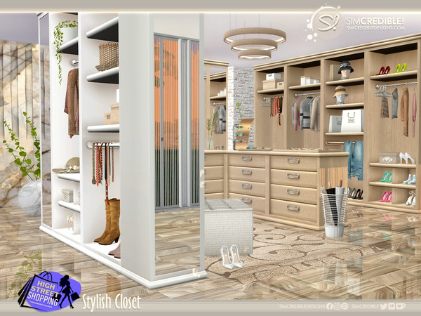 Sims 4 — Stylish Closet Mirror by SIMcredible! — Bringing to your sims a walk-in closet. All furniture cabinets are