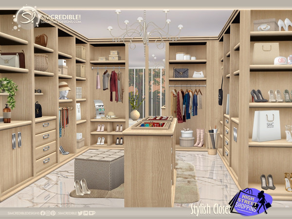 Sims 4 — Stylish Closet Pouf by SIMcredible! — Bringing to your sims a walk-in closet. All furniture cabinets are