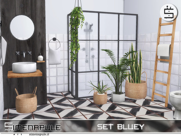 Sims 4 — Set Bluey by Simenapule — Set Bluey. Bathroom in minimalist and Scandinavian style. A modern design. - Ladder