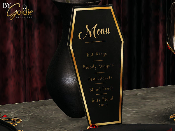 Sims 4 — GOLDIE - Moonlit Bites - Glass v03.package by Goldie_s4 — This is a vampire-themed luxurious dinnerware set. You