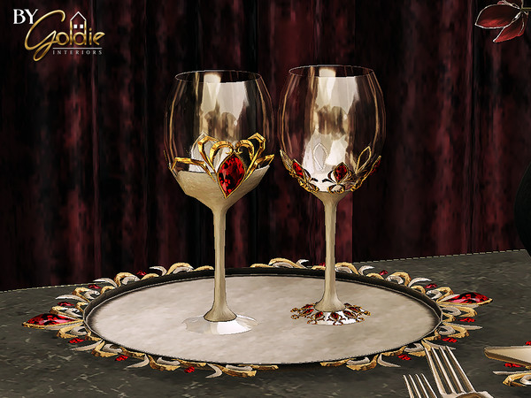 Sims 4 — GOLDIE - Moonlit Bites - Tray.package by Goldie_s4 — This is a vampire-themed luxurious dinnerware set. You can