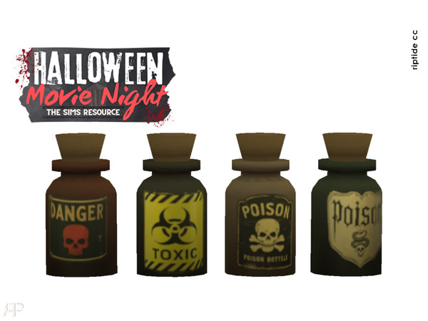 Sims 4 — Riptide CC- Witching Hour Dining Set Bottle with Skull Cap by Riptidecc — This collection captures the