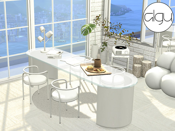 Sims 4 — [algu] before it overflows set - dining chair by ALGU — Set of two dining tables, side tables, and chairs.