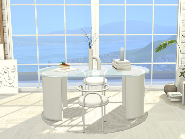 Sims 4 — [algu] before it overflows set - dining table 2 by ALGU — Set of two dining tables, side tables, and chairs.