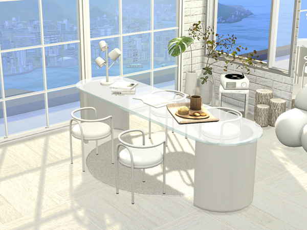 Sims 4 — [algu] before it overflows set - side table by ALGU — Set of two dining tables, side tables, and chairs.