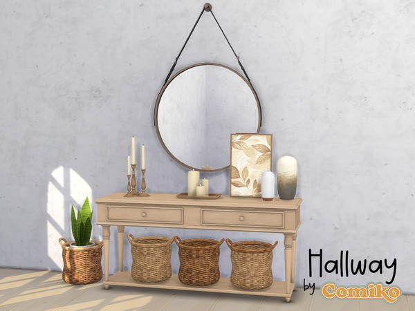 Sims 4 — Hallway Set by Comiko — Hi! Hallway Set is base game compatible and consists of 7 items Happy Simming! :)