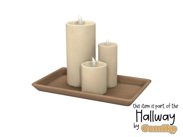 Sims 4 — Comiko Hallway Tray With Candles by Comiko — Hi! Hallway Set is base game compatible and consists of 7 items