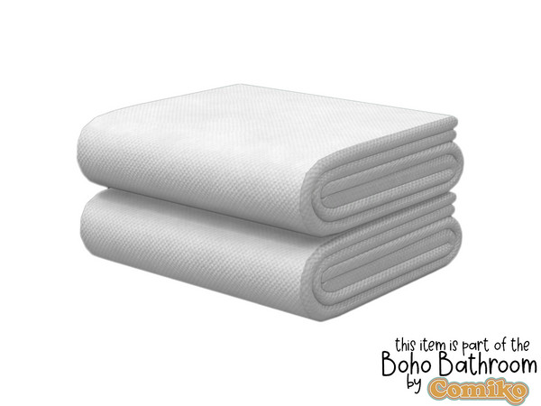 Sims 4 — Comiko Bathroom Boho Towels by Comiko — Hi! Boho Bathroom Set is base game compatible and consists of 21 items