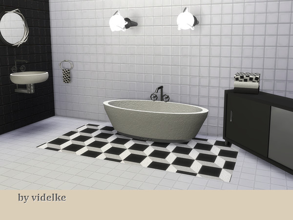 Sims 4 — Twisted Bathroom by videlke2 — A slightly industrial and darker styled bathroom with metallic parts and darker