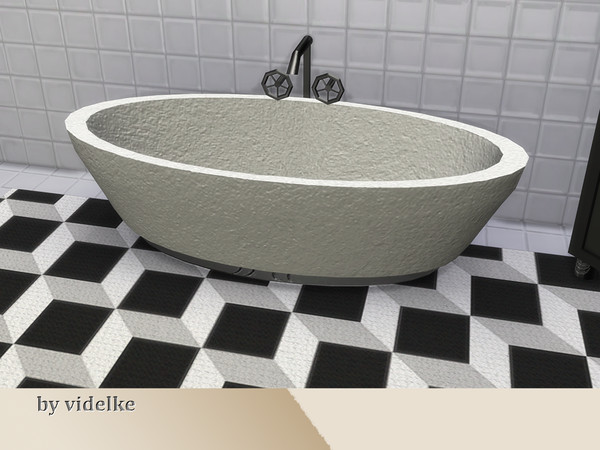 Sims 4 — Twisted Bathtub by videlke2 — A slightly industrial and surreal styled bathroom with metalalic parts and darker