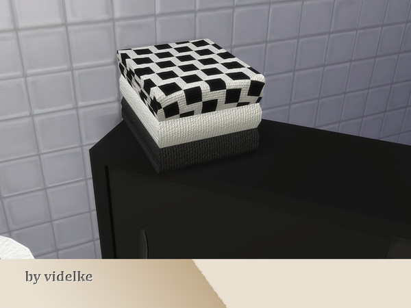 Sims 4 — Twisted Folded Towels by videlke2 — A slightly industrial and surreal styled bathroom with metalalic parts and