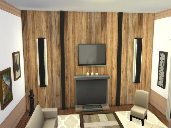 Sims 4 — Solid Timber by lavilikesims — A 2 piece timber wall, rustic wood panel in several colours