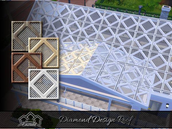 Sims 4 — Diamond Design Roof by Emerald — Diamond design roof with wood frames has durability through time.
