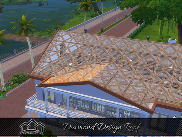 Sims 4 — Diamond Design Roof1 by Emerald — Diamond design roof with wood frames has durability through time.
