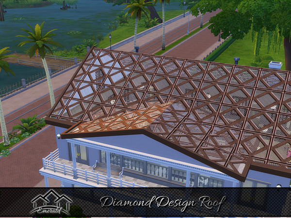 Sims 4 — Diamond Design Roof2 by Emerald — Diamond design roof with wood frames has durability through time.
