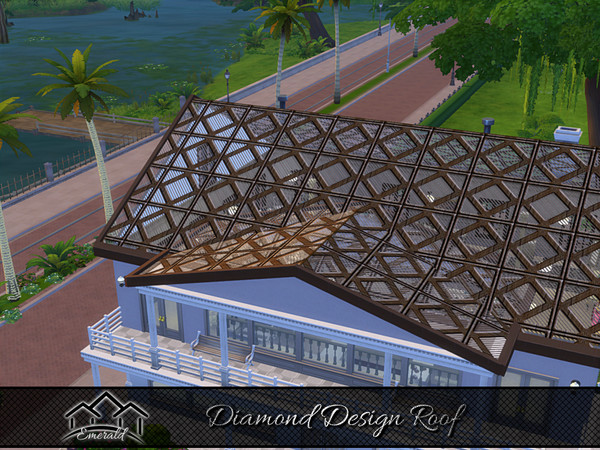 Sims 4 — Diamond Design Roof3 by Emerald — Diamond design roof with wood frames has durability through time.