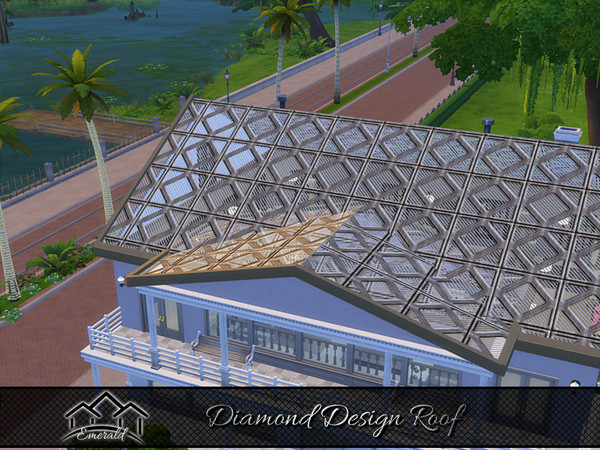 Sims 4 — Diamond Design Roof4 by Emerald — Diamond design roof with wood frames has durability through time.