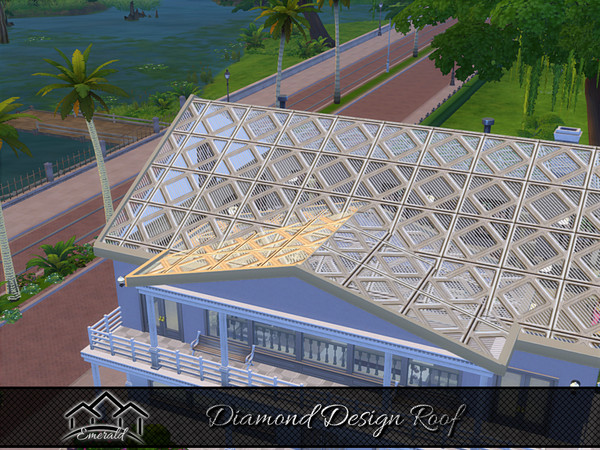Sims 4 — Diamond Design Roof5 by Emerald — Diamond design roof with wood frames has durability through time.