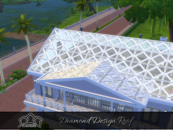 Sims 4 — Diamond Design Roof6 by Emerald — Diamond design roof with wood frames has durability through time.