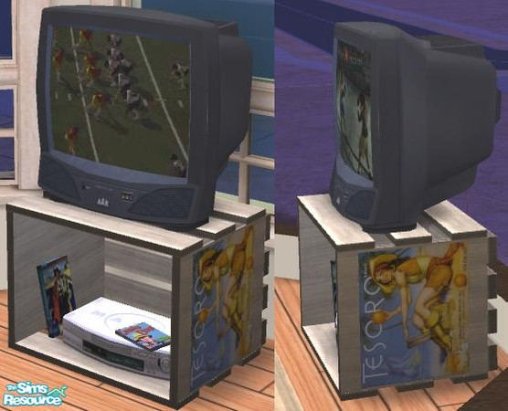 Sims 2 — Crate TV - New Mesh by Dr Pixel — Can't afford a TV with a stand? No problem, just get the TV and pick up an old