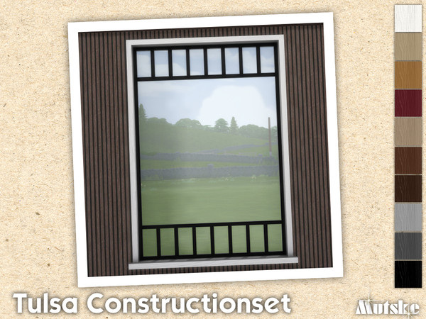 Sims 4 — Tulsa Window Tall 2x1 by Mutske — Contains windows, shutters and curtains. Windowsills have extra slots and
