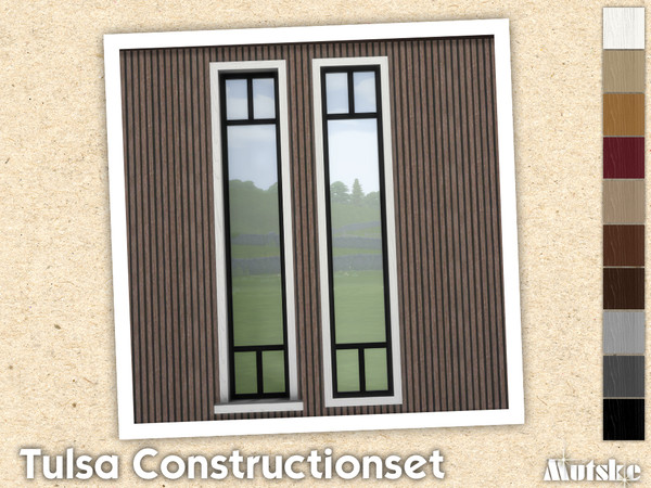 Sims 4 — Tulsa Window Tall Small by Mutske — Contains windows, shutters and curtains. Windowsills have extra slots and