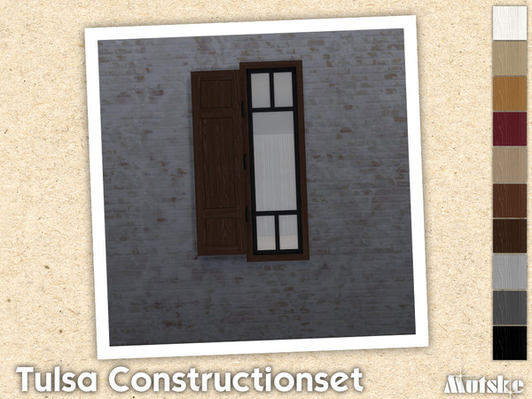 Sims 4 — Tulsa Shutter Tall Left by Mutske — Contains windows, shutters and curtains. Windowsills have extra slots and
