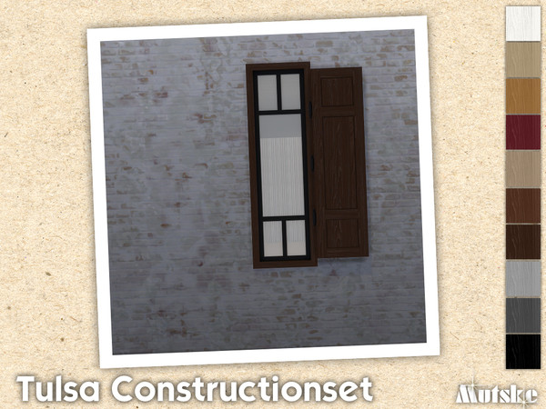 Sims 4 — Tulsa Shutter Counter Right by Mutske — Contains windows, shutters and curtains. Windowsills have extra slots