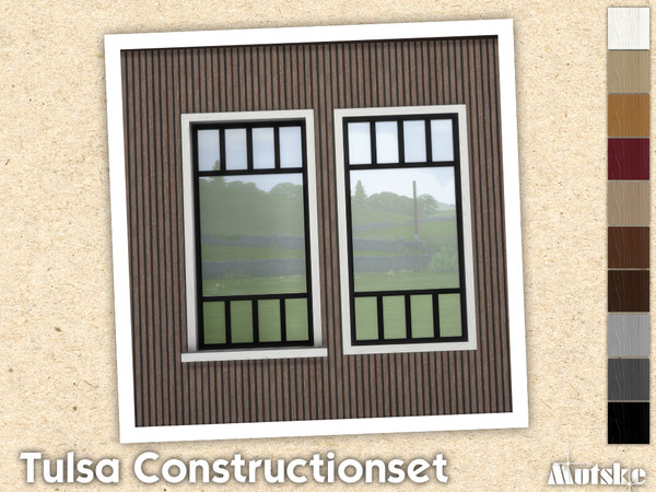 Sims 4 — Tulsa Window Counter 1x1 by Mutske — Contains windows, shutters and curtains. Windowsills have extra slots and