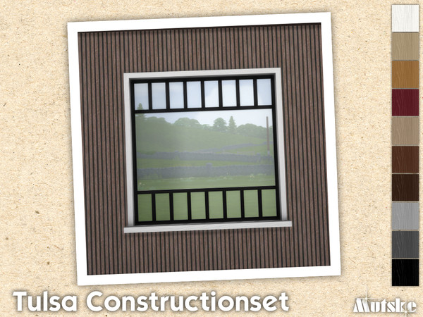 Sims 4 — Tulsa Window Counter 2x1 by Mutske — Contains windows, shutters and curtains. Windowsills have extra slots and