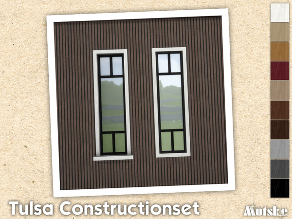 Sims 4 — Tulsa Window Counter Small by Mutske — Contains windows, shutters and curtains. Windowsills have extra slots and