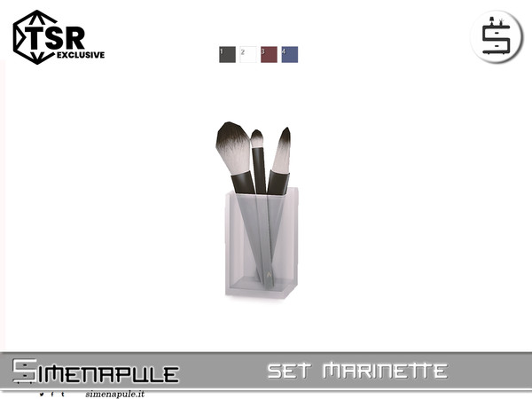 Sims 4 — Set Marinette - Makeup Brushes by Simenapule — The "Marinette" set is a chic vanity collection