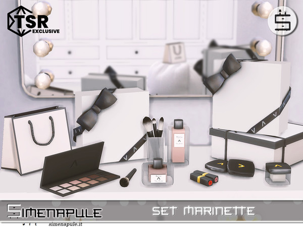Sims 4 — Set Marinette by Simenapule — The "Marinette" set is a chic vanity collection featuring makeup items,
